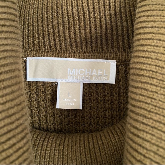 MICHAEL Michael Kors Waffle Knit Olive Brown Cowl Neck Women’s Sweater Large XL - Picture 4 of 14